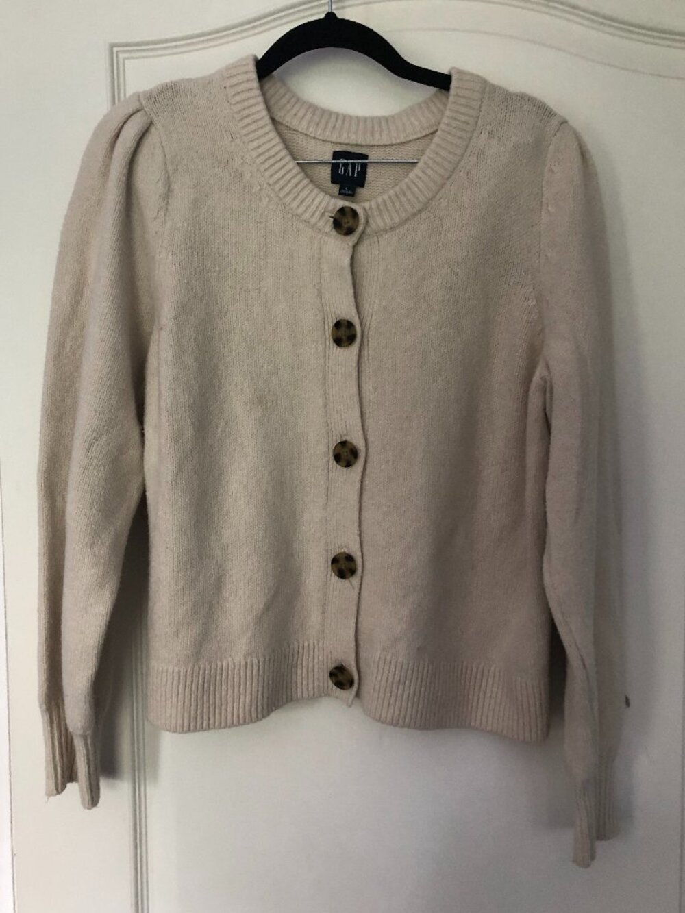 Gap Puff Sleeve Big Button Cardigan Sweater - Size L